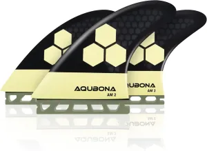 AQUBONA Dual Tab II G5 Tri Fin Set Surfboard Fins Fiberglass Fins for Surfing with Fin Bag Key Screw (Yellow, Single Tab) (Yellow)
