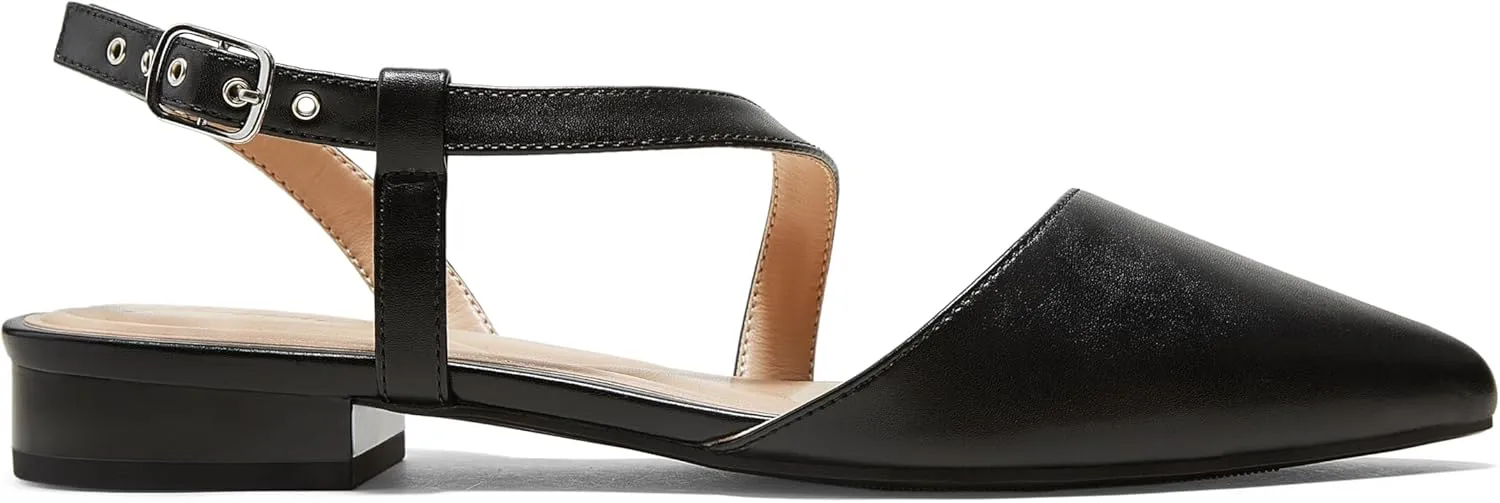 Arromic Slingback Flats for Women Pointed Toe Flat Shoe Comfortable Leather Casual Fashion Dress Work Office Shoes