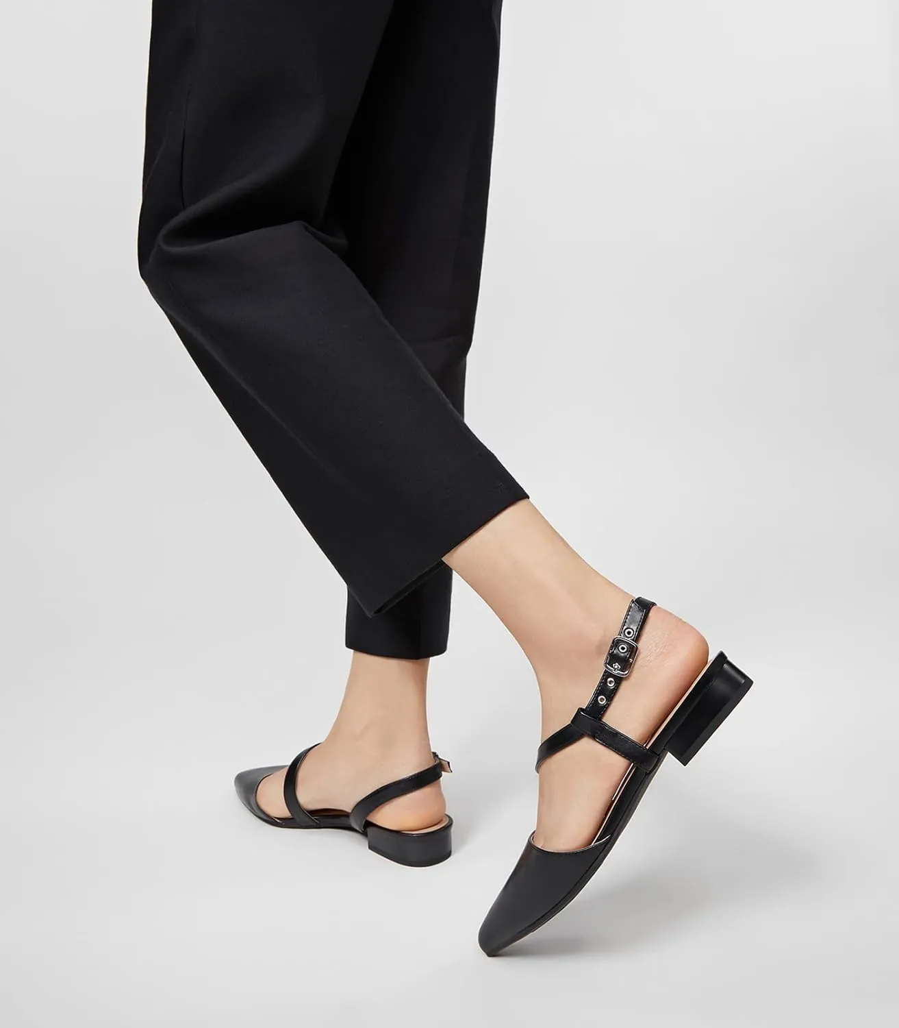 Arromic Slingback Flats for Women Pointed Toe Flat Shoe Comfortable Leather Casual Fashion Dress Work Office Shoes