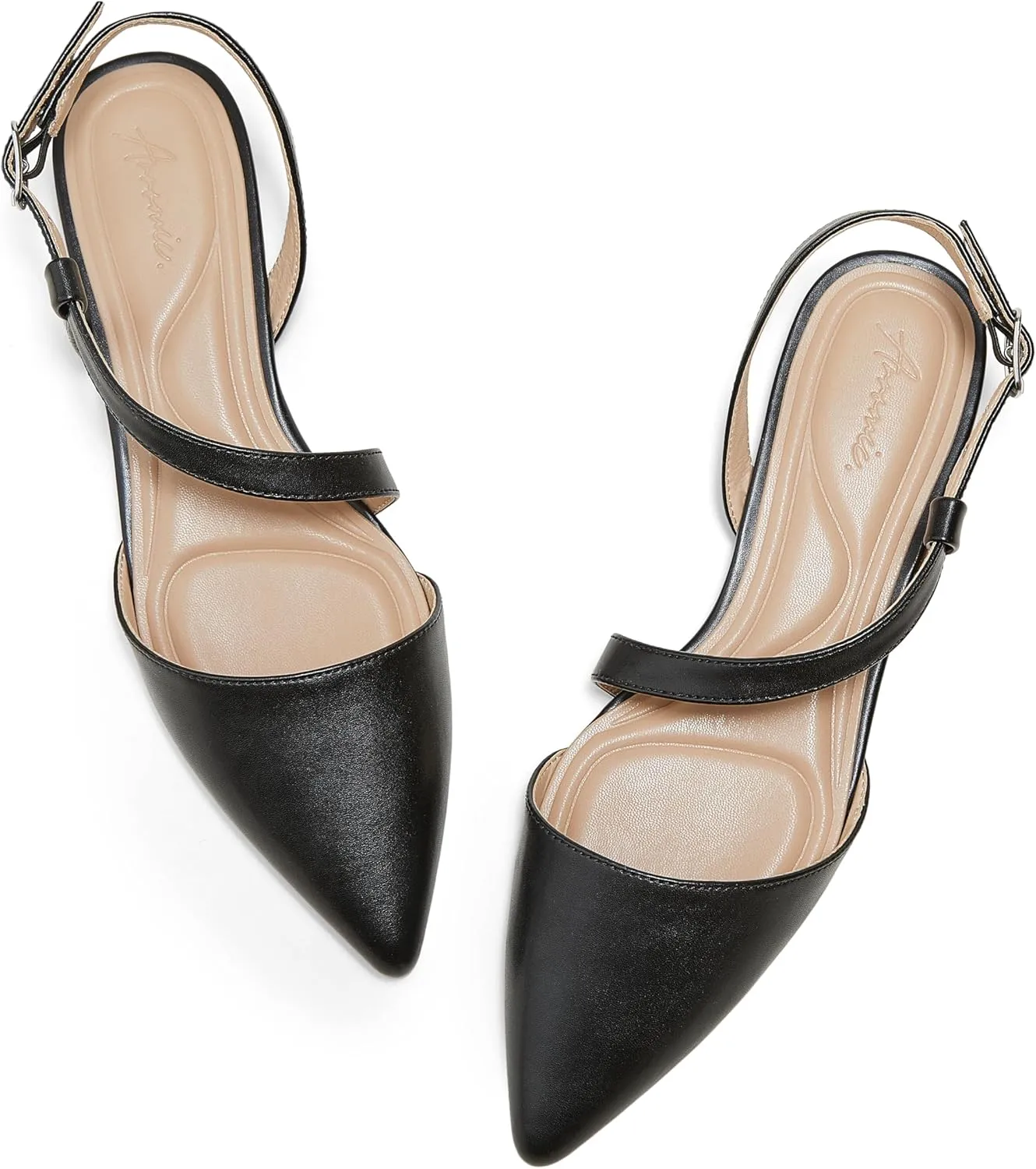 Arromic Slingback Flats for Women Pointed Toe Flat Shoe Comfortable Leather Casual Fashion Dress Work Office Shoes