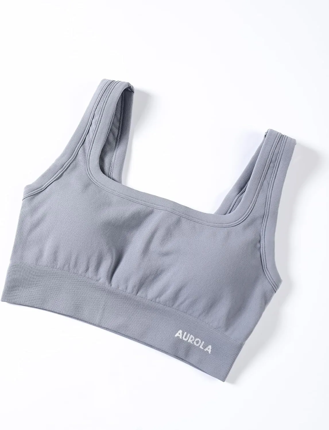 AUROLA Power Sports Bras for Women - Push Up Workout Bra Square Neck Yoga Bra Padded Low Impact Gym Bra Crop Top