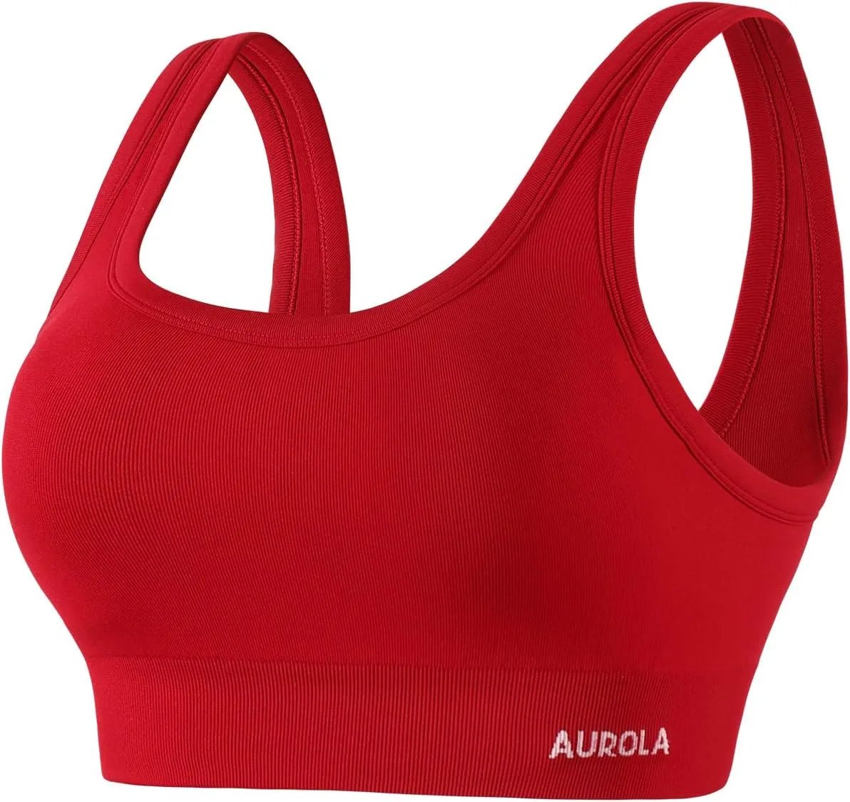 AUROLA Power Sports Bras for Women - Push Up Workout Bra Square Neck Yoga Bra Padded Low Impact Gym Bra Crop Top