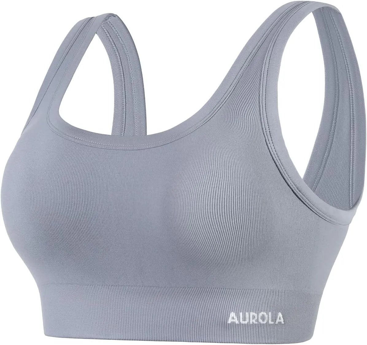 AUROLA Power Sports Bras for Women - Push Up Workout Bra Square Neck Yoga Bra Padded Low Impact Gym Bra Crop Top