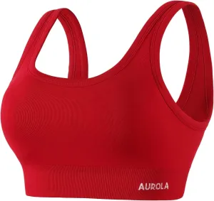 AUROLA Power Sports Bras for Women - Push Up Workout Bra Square Neck Yoga Bra Padded Low Impact Gym Bra Crop Top