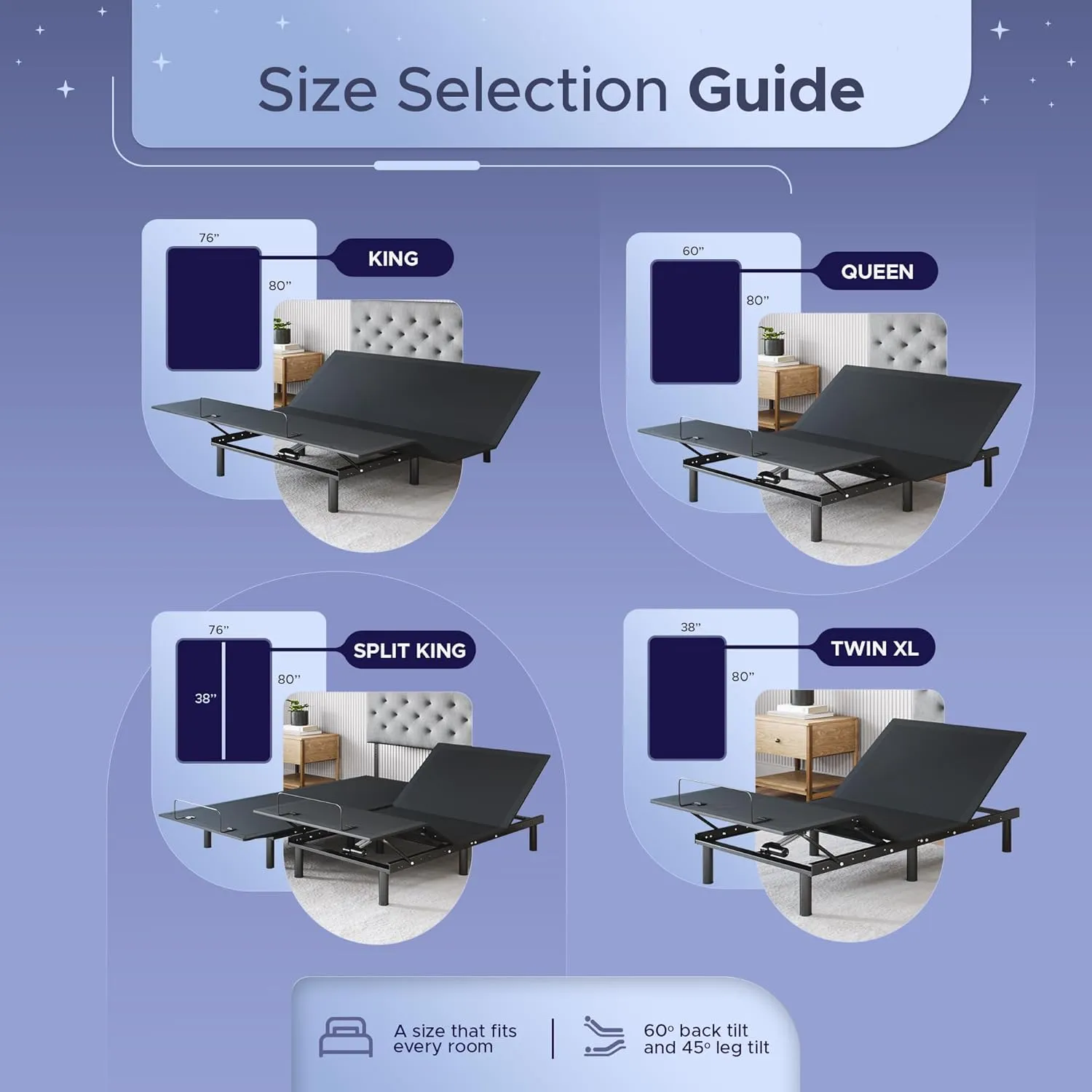 Aurora Adjustable Bed Base (Frame Only), Easy Assembly, Head and Foot Lift, Zero Gravity, Memory Positions - Twin XL