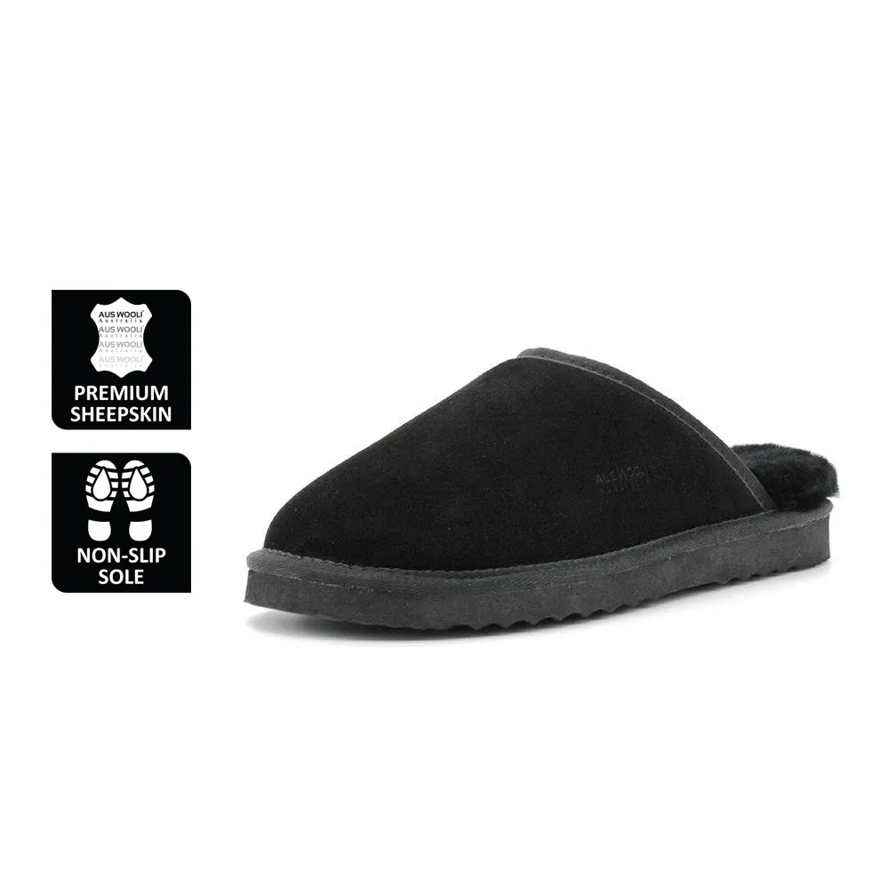 AUS WOOLI UNISEX SHEEPSKIN WOOL Slippers - Black