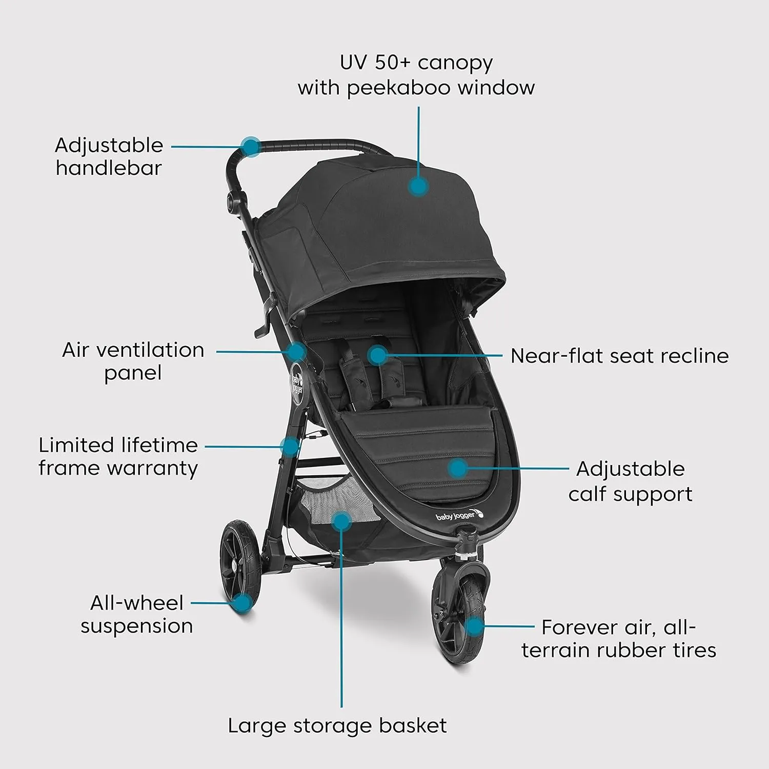 Baby Jogger City Mini GT2 All-Terrain Travel System | Includes City GO 2 Infant Car Seat, Jet