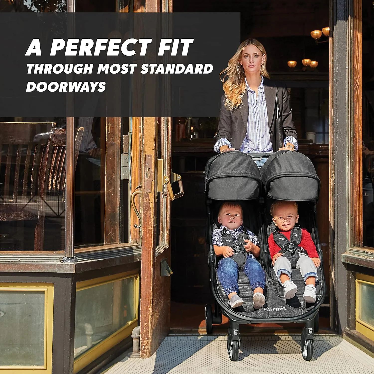 Baby Jogger City Tour 2 Double Stroller Compact & Sleek Twin Design with Easy-To-Maneuver Features Ideal for Growing Kids Plush Imported