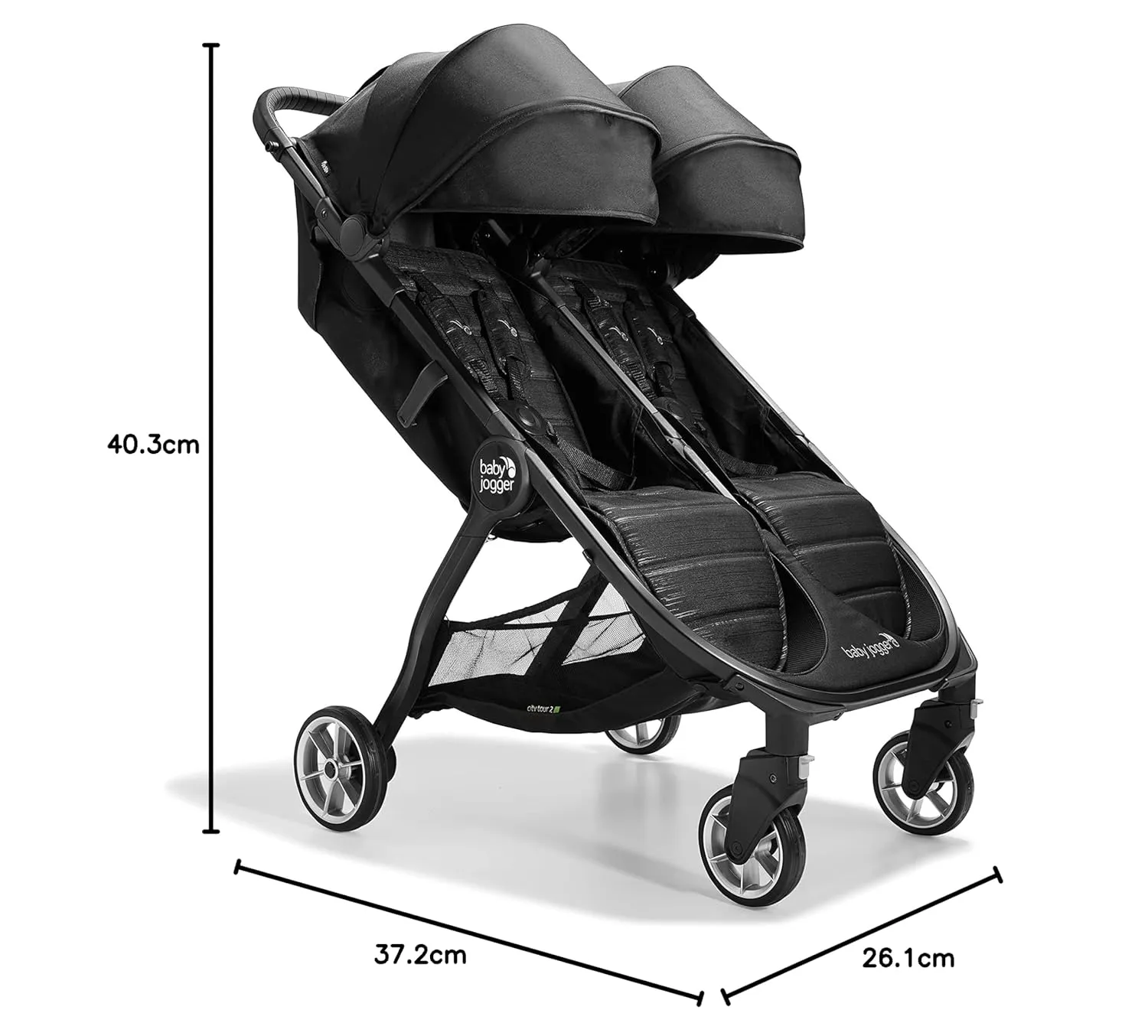 Baby Jogger City Tour 2 Double Stroller Compact & Sleek Twin Design with Easy-To-Maneuver Features Ideal for Growing Kids Plush Imported