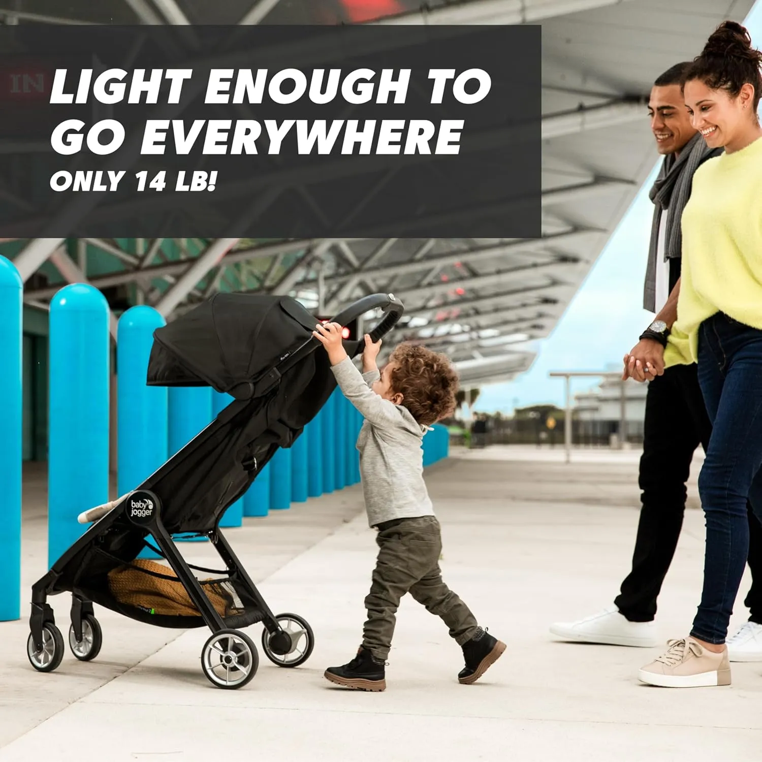 Baby Jogger City Tour 2 Ultra-Compact Carry-On Approved Travel Stroller in Pitch Black Lightweight Easy Fold Ideal for Traveling and Everyday Adventures