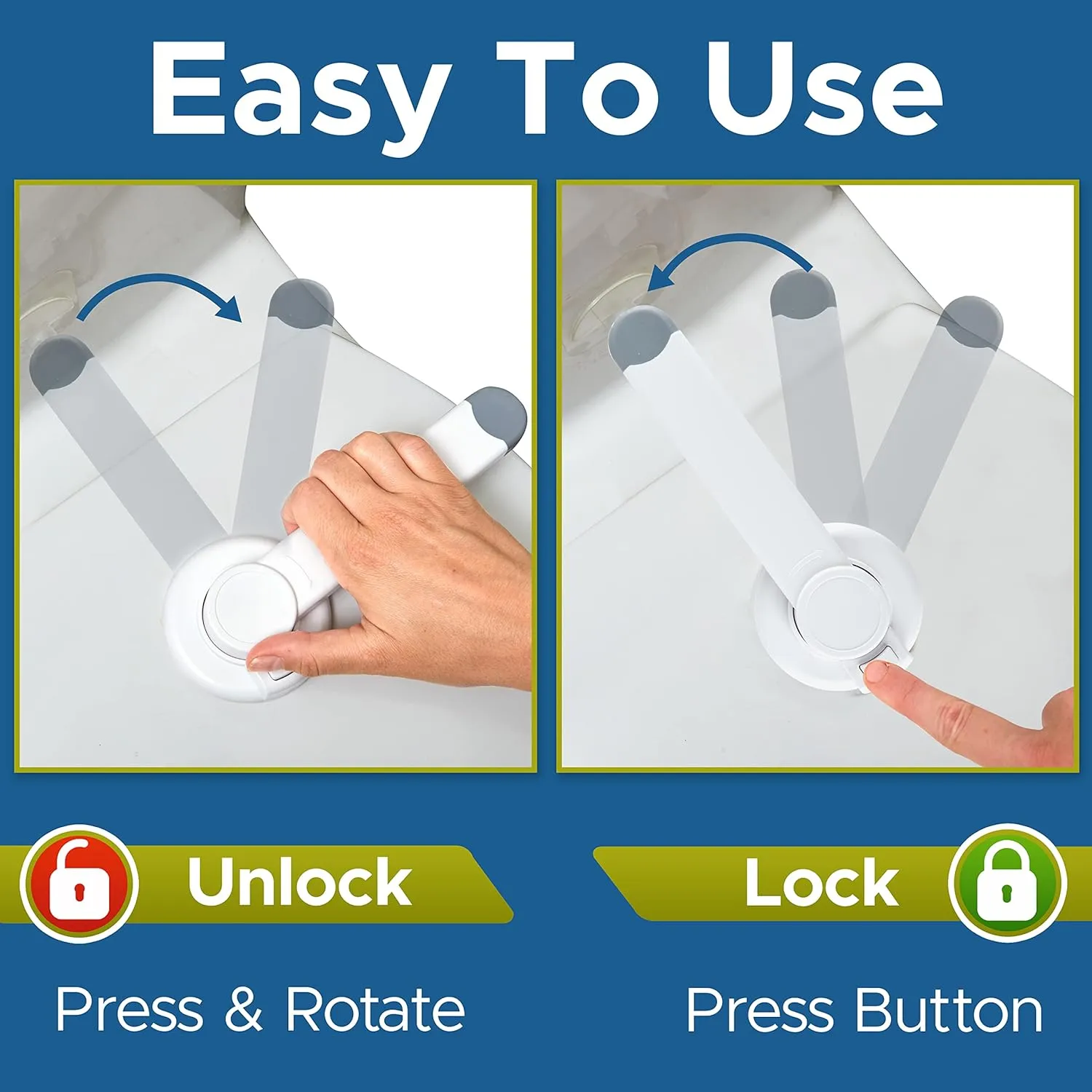 Baby Toilet Lock (3 Pack) Ideal Baby Proof Toilet Lid Lock with Arm – No Tools Needed Easy Installation with 3M Adhesive – Top Safety Toilet Seat Lock – Fits Most Toilets – White