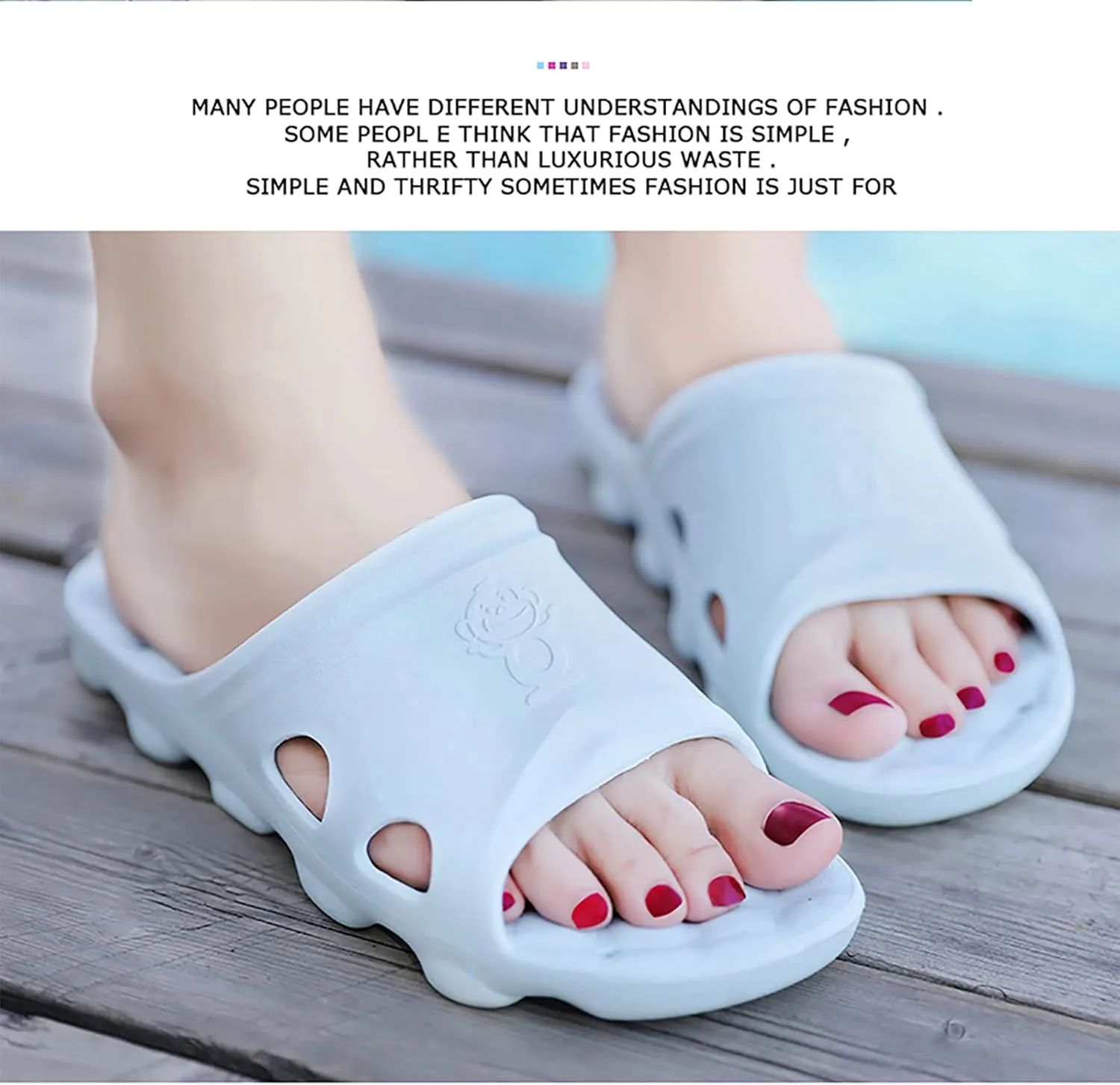 BAI HOU Unisex-Adult Shower Slippers, EVA Non-Slip Open Toe Slides, Quick Drying, Anti-Slip, Pink