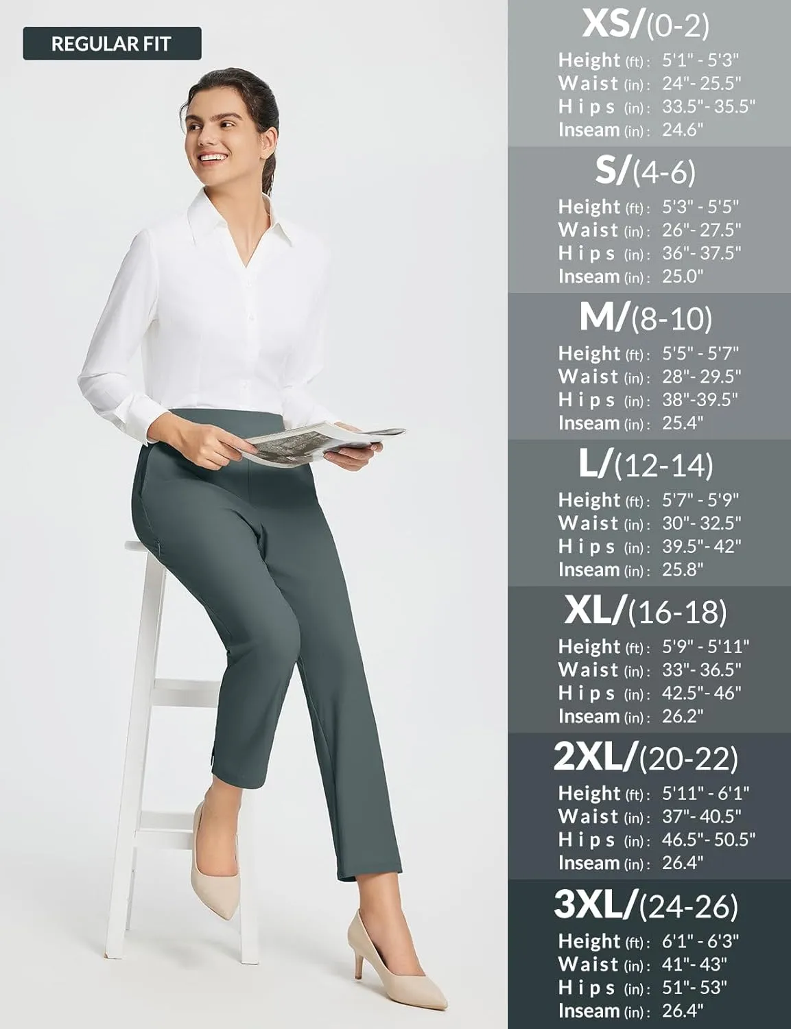 baleaf Women's Golf Pants Petite Stretch Lightweight 7/8 Travel Pants Zip Pockets Casual Work Ankle
