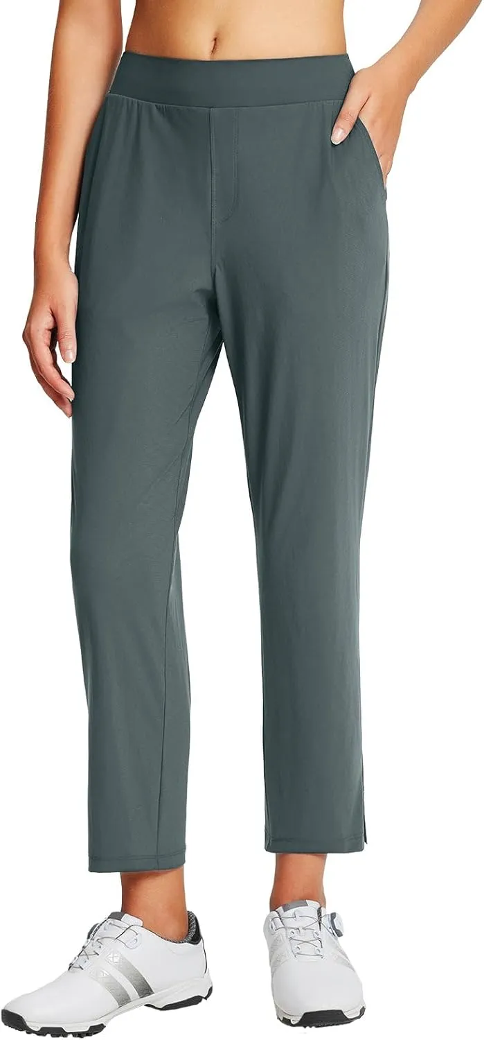 baleaf Women's Golf Pants Petite Stretch Lightweight 7/8 Travel Pants Zip Pockets Casual Work Ankle