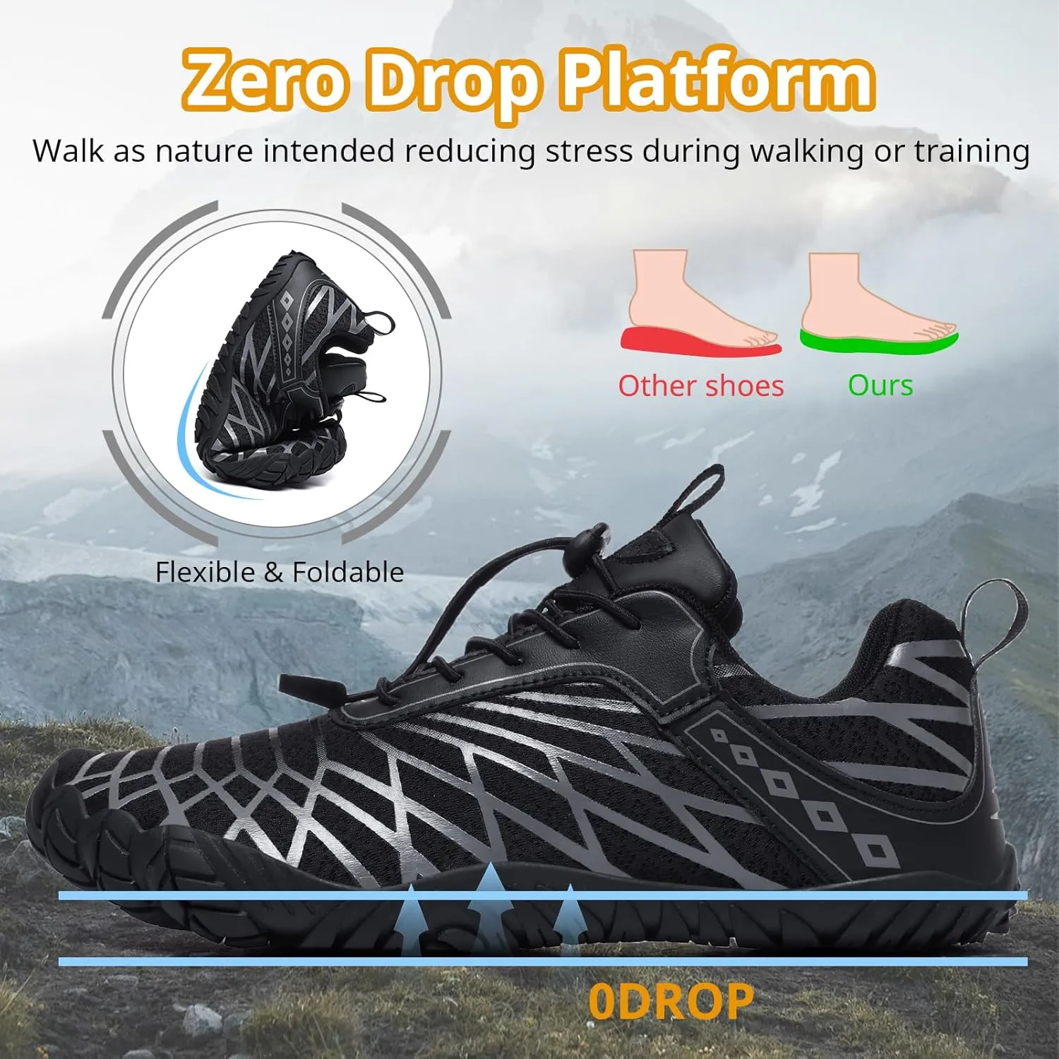 Barefoot Shoes Women Men Wide Toe Box Minimalist Cross Training Shoes Hike Footwear Trail Running Hiking Comfortable Walking
