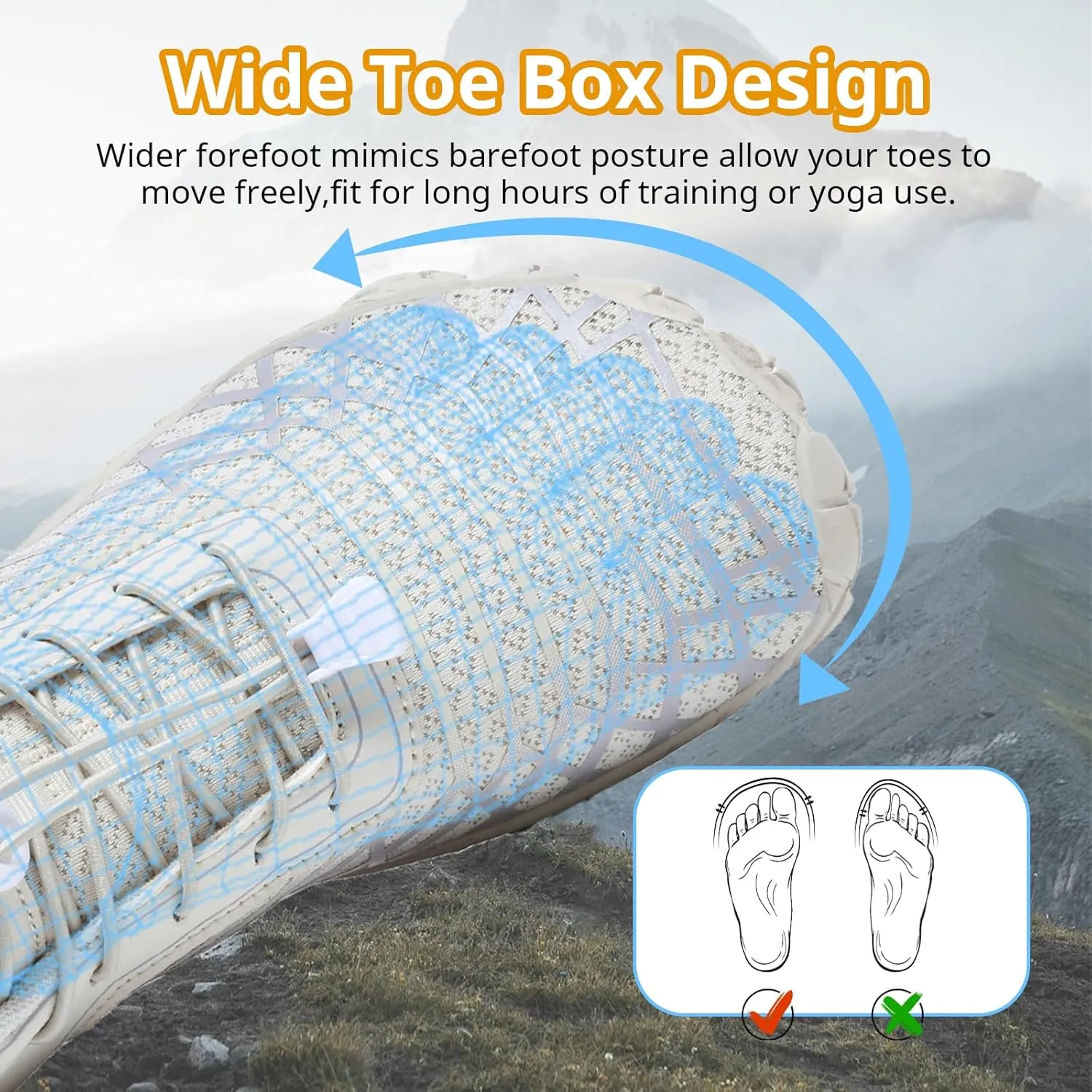 Barefoot Shoes Women Men Wide Toe Box Minimalist Cross Training Shoes Hike Footwear Trail Running Hiking Comfortable Walking