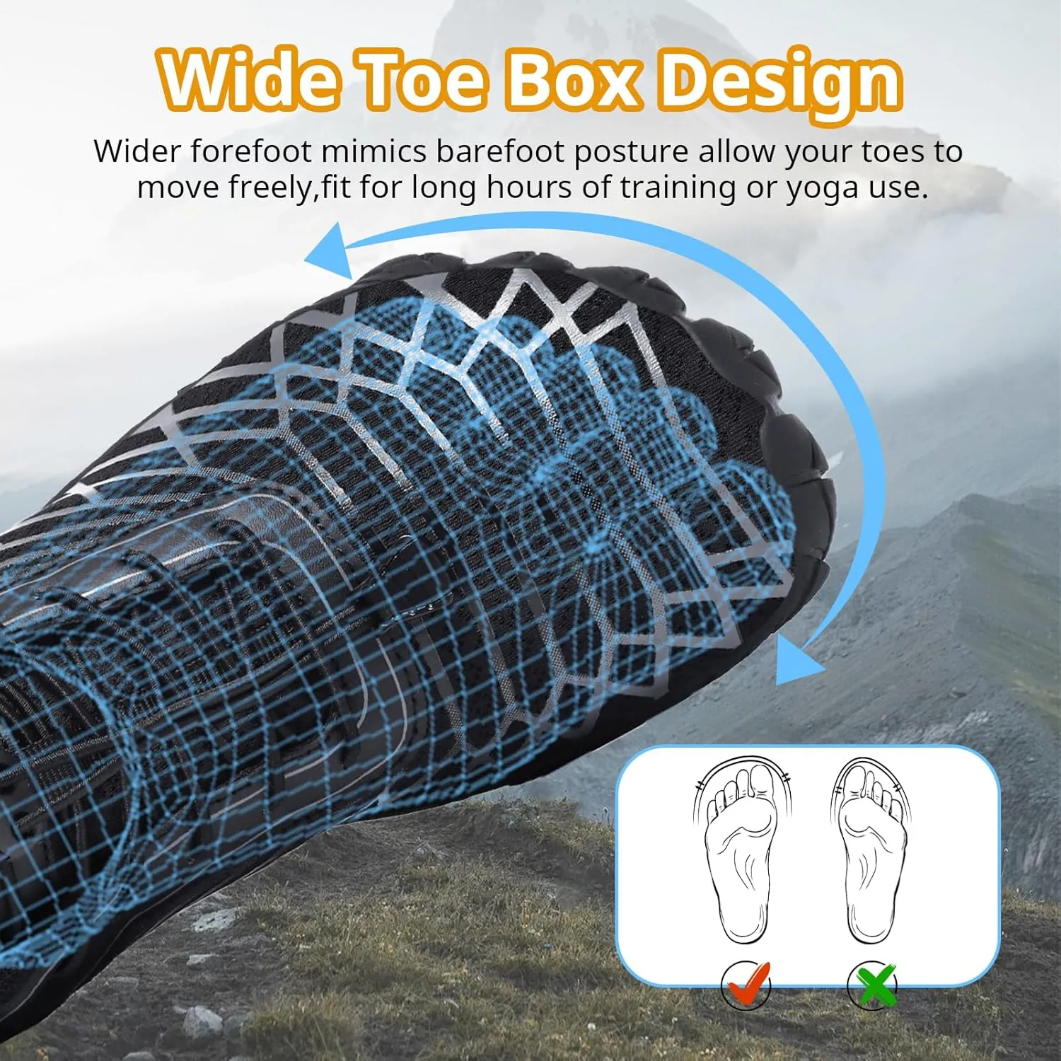 Barefoot Shoes Women Men Wide Toe Box Minimalist Cross Training Shoes Hike Footwear Trail Running Hiking Comfortable Walking