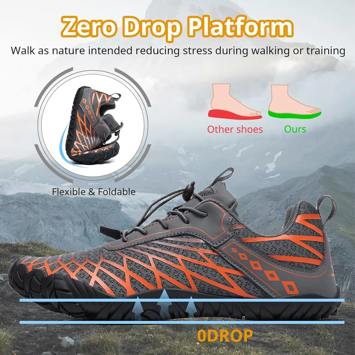 Barefoot Shoes Women Men Wide Toe Box Minimalist Cross Training Shoes Hike Footwear Trail Running Hiking Comfortable Walking
