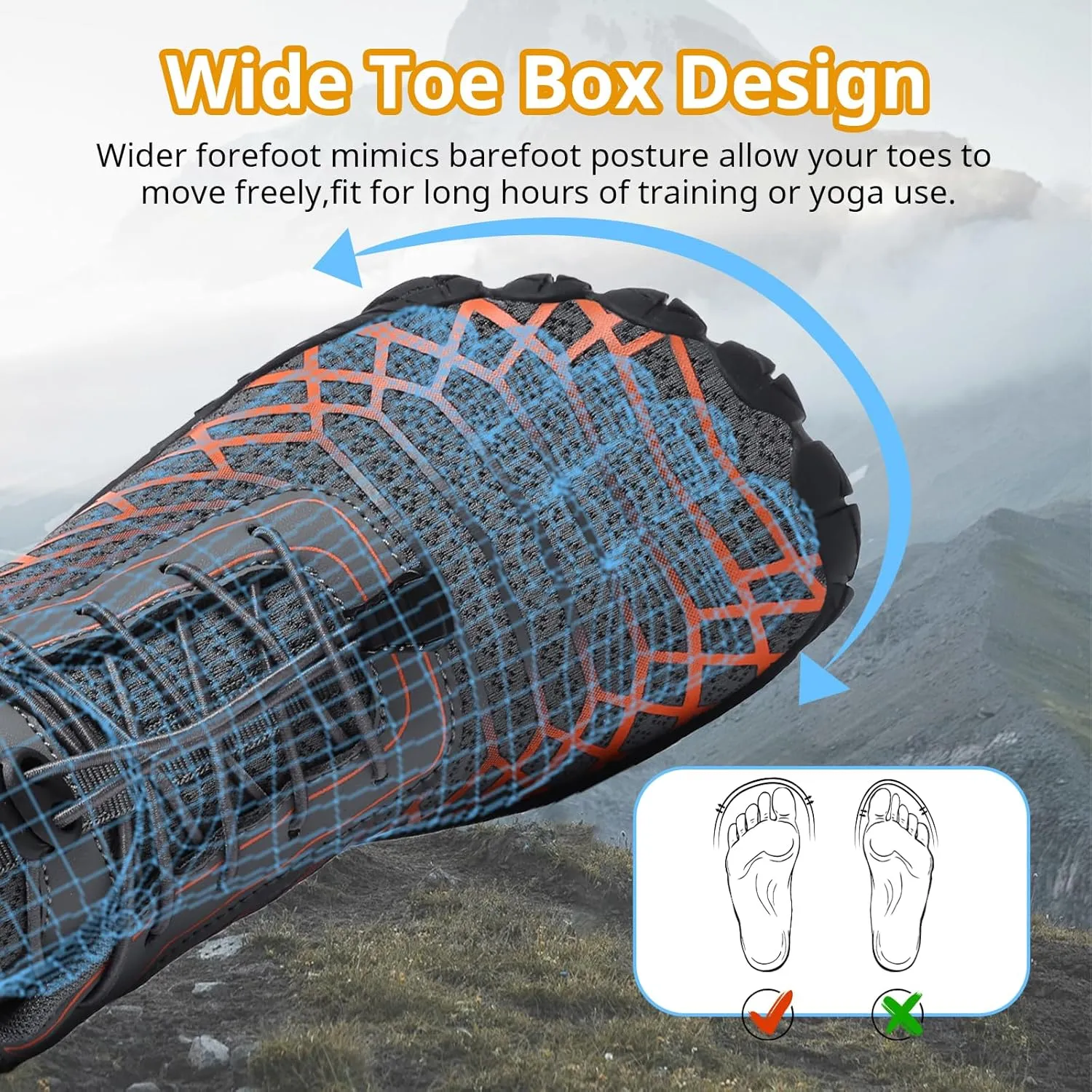 Barefoot Shoes Women Men Wide Toe Box Minimalist Cross Training Shoes Hike Footwear Trail Running Hiking Comfortable Walking