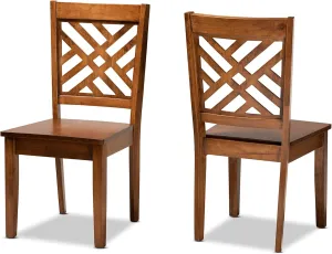Baxton Studio Caron Transitional Walnut Brown Finished Wood 2-Piece Dining Chair Set