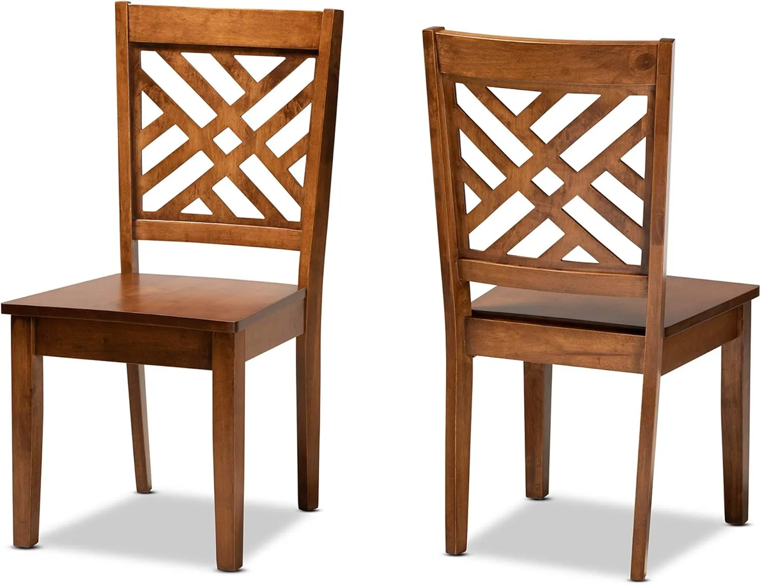 Baxton Studio Caron Transitional Walnut Brown Finished Wood 2-Piece Dining Chair Set