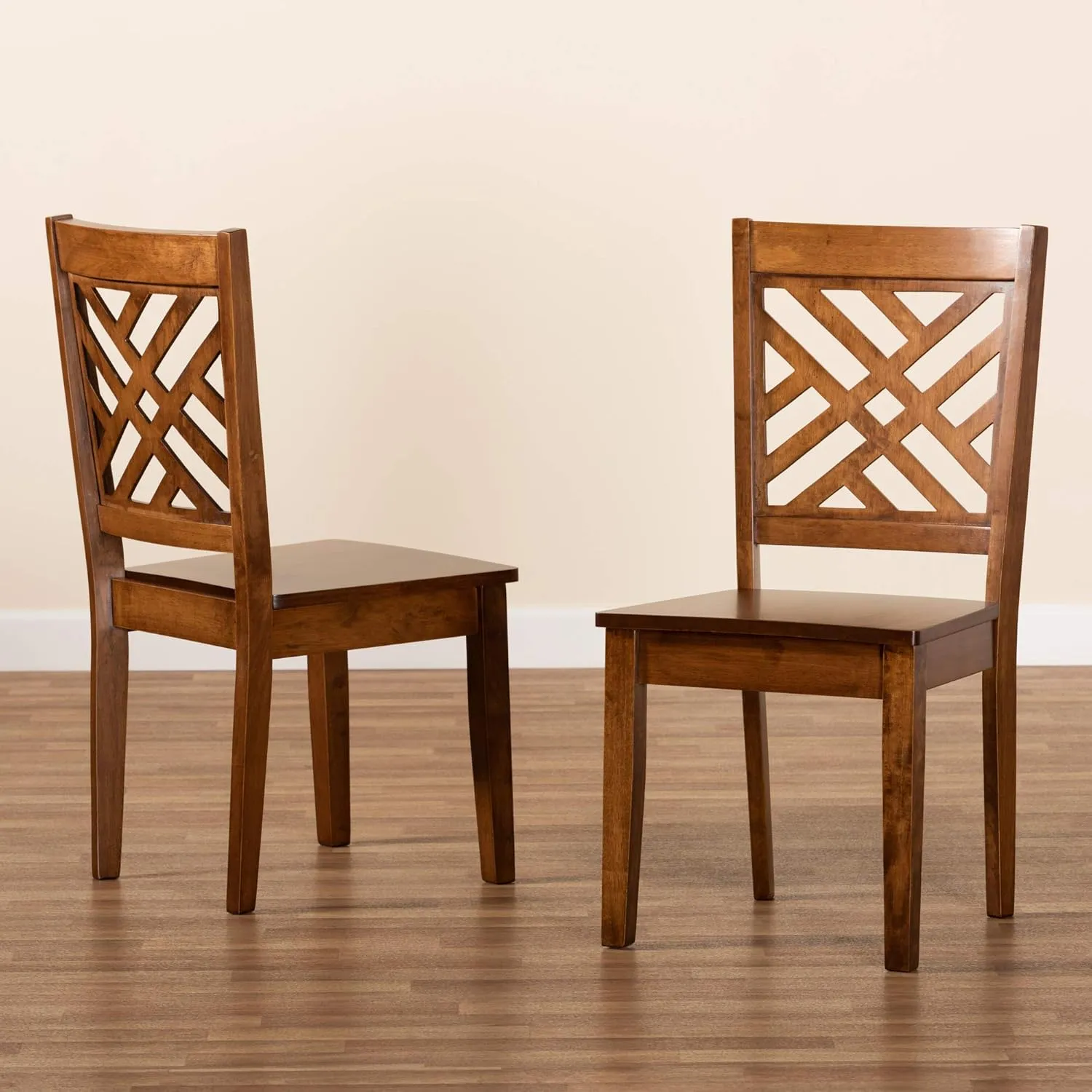 Baxton Studio Caron Transitional Walnut Brown Finished Wood 2-Piece Dining Chair Set
