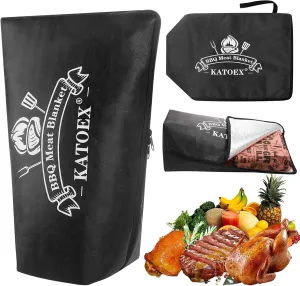 BBQ Blanket for Resting Meat, BBQ Brisket Blanket Meat Resting Blanket for Smoking, Grilling Meat Insulated Resting Bag with Wide Mouth for Large Brisket/Turkey (25in Black)