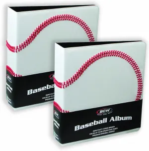 BCW 3-Inch Sports Collectors Album - Baseball - 2 ct | Ultra Flat, Clear Pocket Pages with Durable 3" Binder for Trading Cards | Ideal for Baseball Card Collectors