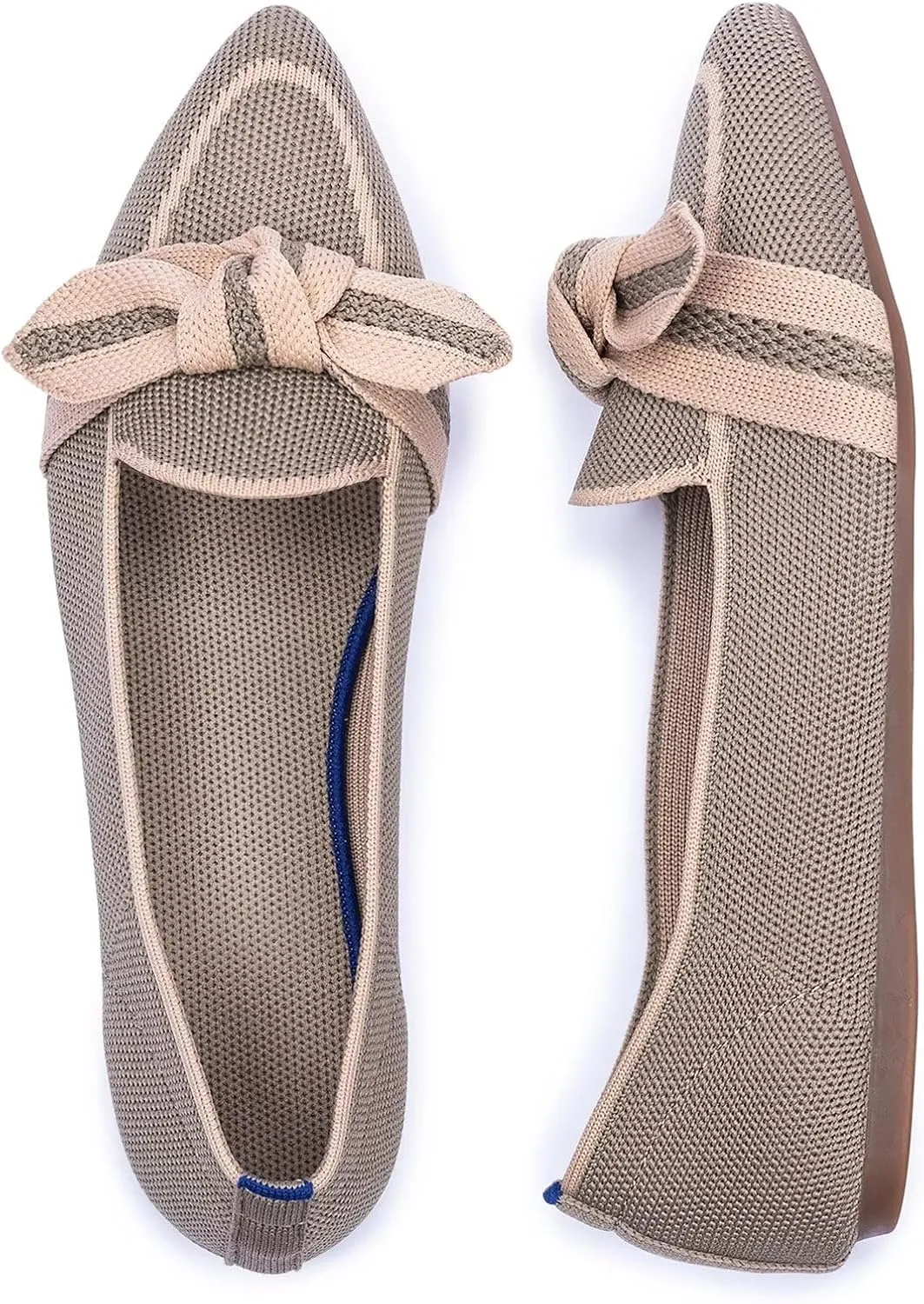 BEJINASH Women's Loafer Flats Casual Knit Fabric Lightweight Dressy Shoes Washable Elegant Pointed-Toe lace-up Bow Shoes Comfortable Ballet Shoes for Women Perfect for Daily