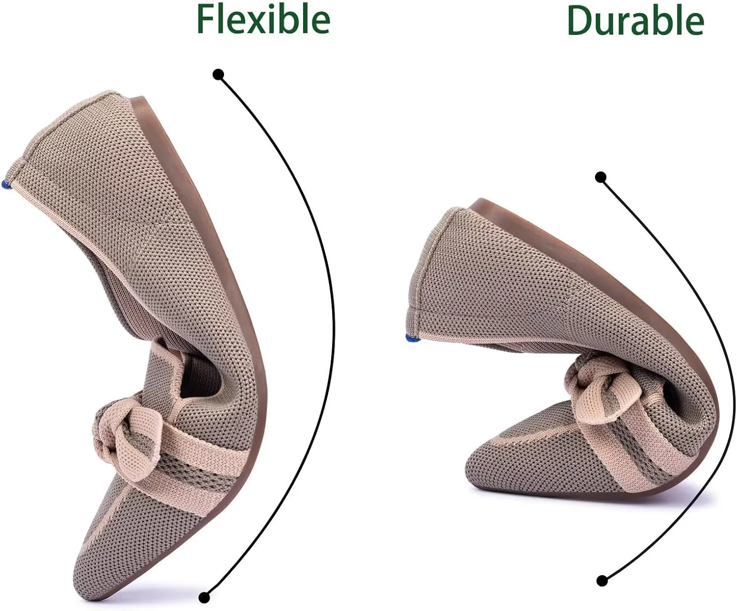 BEJINASH Women's Loafer Flats Casual Knit Fabric Lightweight Dressy Shoes Washable Elegant Pointed-Toe lace-up Bow Shoes Comfortable Ballet Shoes for Women Perfect for Daily
