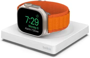 Belkin Apple Watch Charger - Fast Wireless Charging Pad - Travel Charger with Nightstand Mode - MagSafe Charging Station W/USB-C Cable Included for Apple Watch (All Models) - White