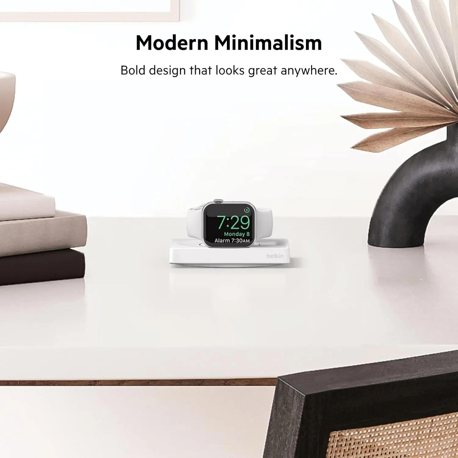 Belkin Apple Watch Charger - Fast Wireless Charging Pad - Travel Charger with Nightstand Mode - MagSafe Charging Station W/USB-C Cable Included for Apple Watch (All Models) - White