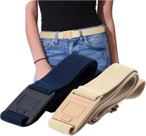 BELTAWAY Easily Adjustable Elastic Flat Buckle No Show Belts for Women – Stretch No Bulge jeans pants