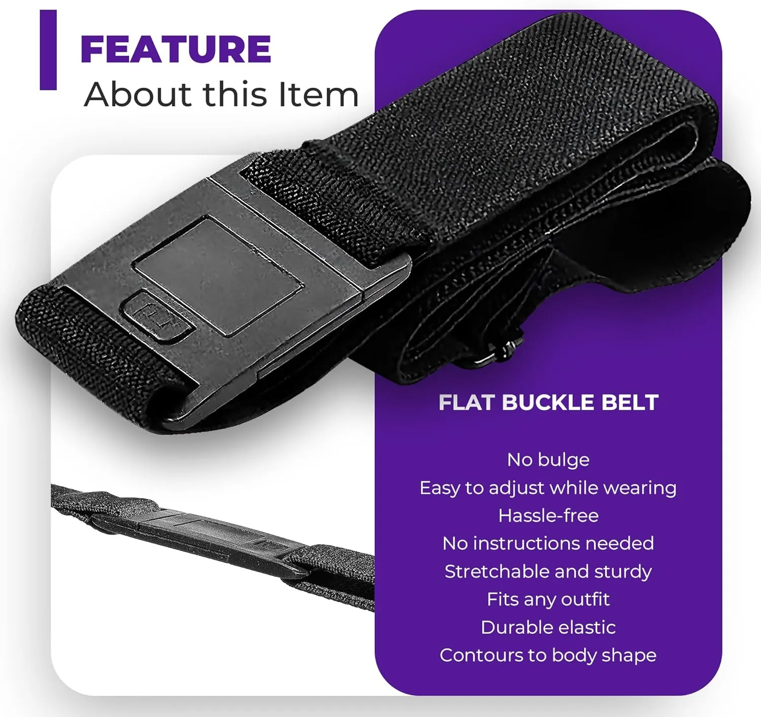 BELTAWAY Easily Adjustable Elastic Flat Buckle No Show Belts for Women – Stretch No Bulge jeans pants