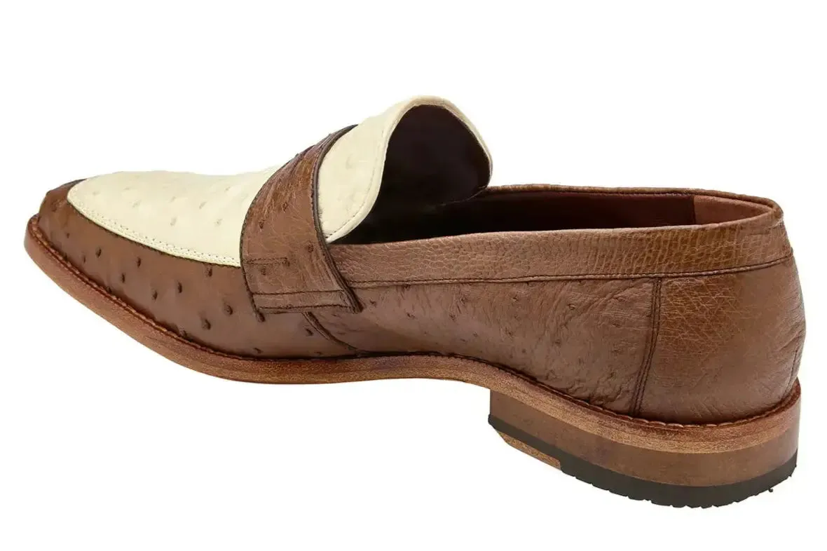 Belvedere Espada 02440 Tabac/Bone Genuine Ostrich Loafers
