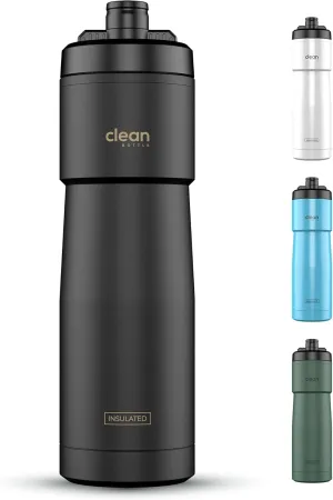 Bike Water Bottles | Insulated Bike Water Bottle | Easy Clean Nozzle, Easy Squeeze | Cycling Mountain Fitness Water Bottle | Gym Sport Bottle | (Black, Sport 23)