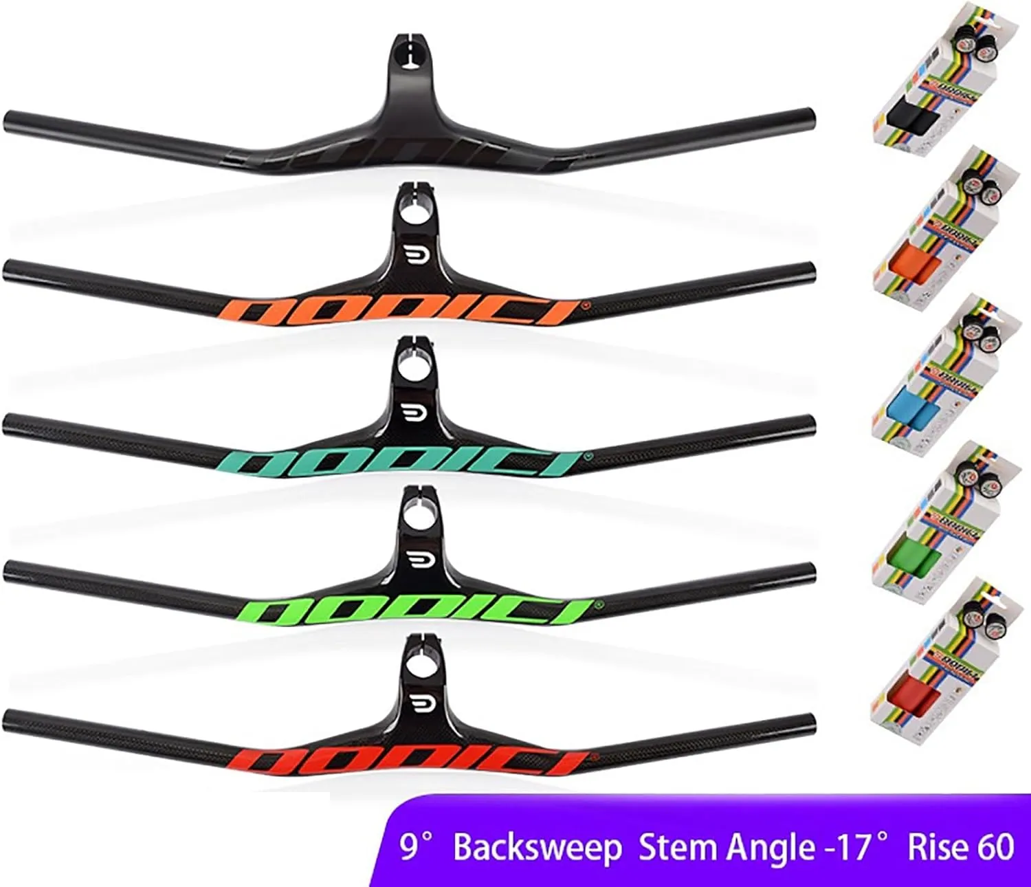 Bikes Handlebar Full Carbon Fiber 28.6mm Mountain Bicycle Integrated Handlebar Flat/Riser Bike Handlebar with Bicycle Stem Handlebar Tape