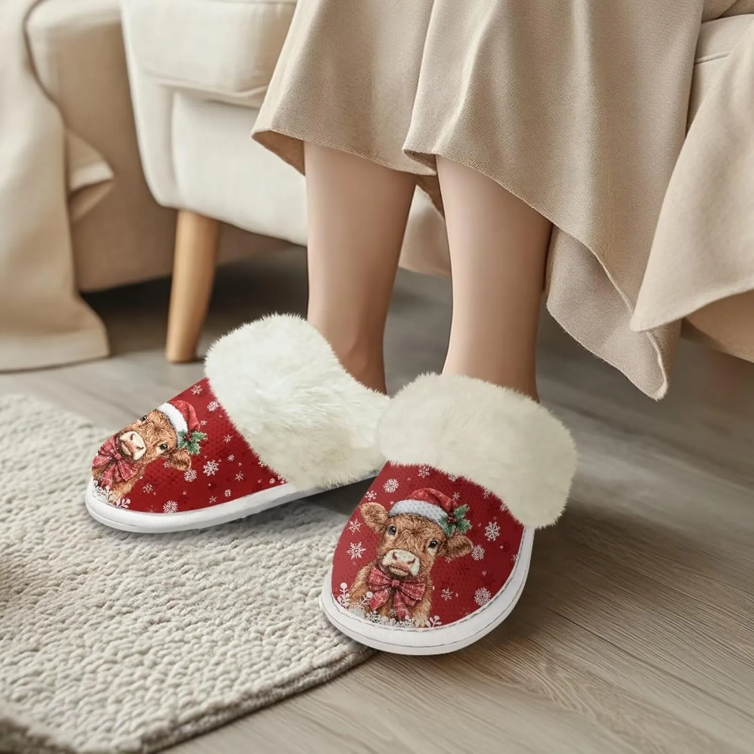 Binienty Women's Men's House Slippers Memory Foam Indoor Outdoor Fuzzy Slipper Bedroom Shoes