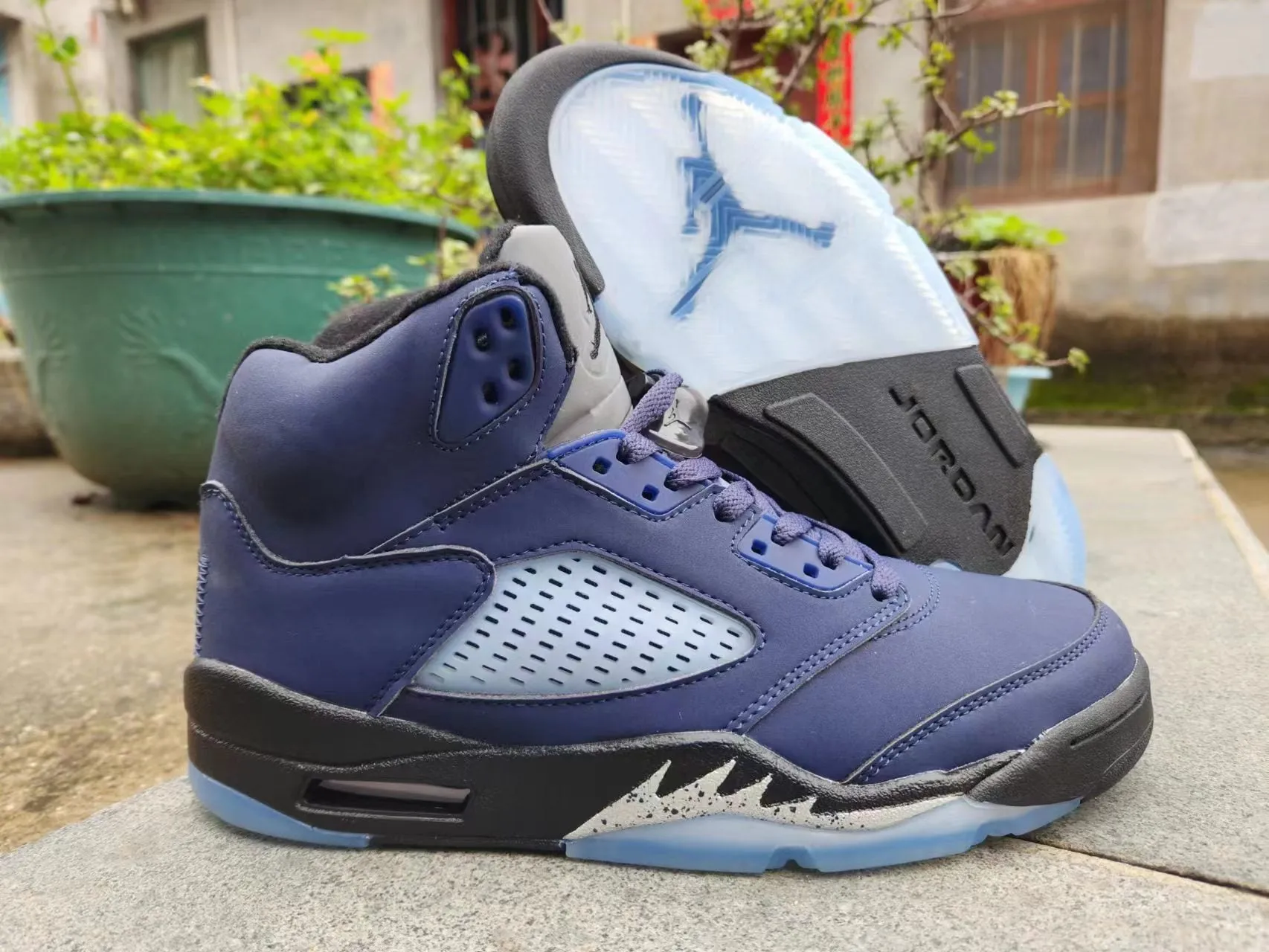 black Sleek and smooth blue and Jordan 5 Customer-first