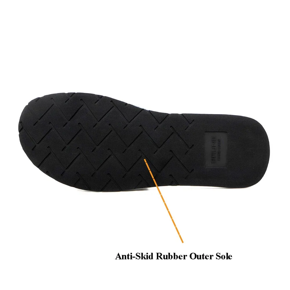 Black Suede Leather Strap Slide-in Slippers by BRUNE & BARESKIN