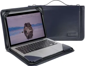 Blue Leather Laptop Messenger Case - Compatible with MSI Prestige 14 Evo - A12M 14" Laptop