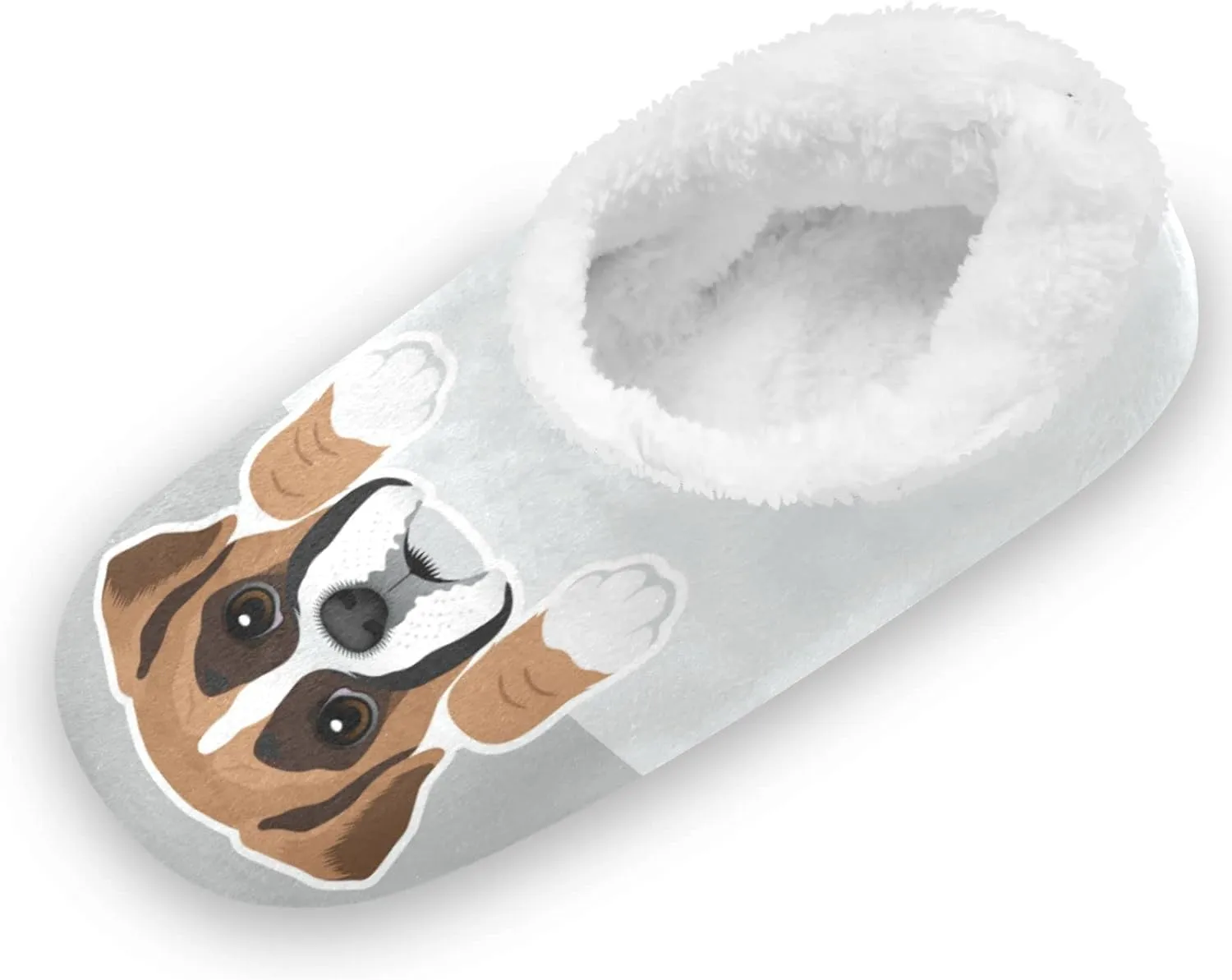 Boxer Dog Puppy Slippers for Kids Cute Dog Home House Fuzzy Slipper Indoor Soft Plush Fleece Non Slip Casual Shoes for Boys Girls, S