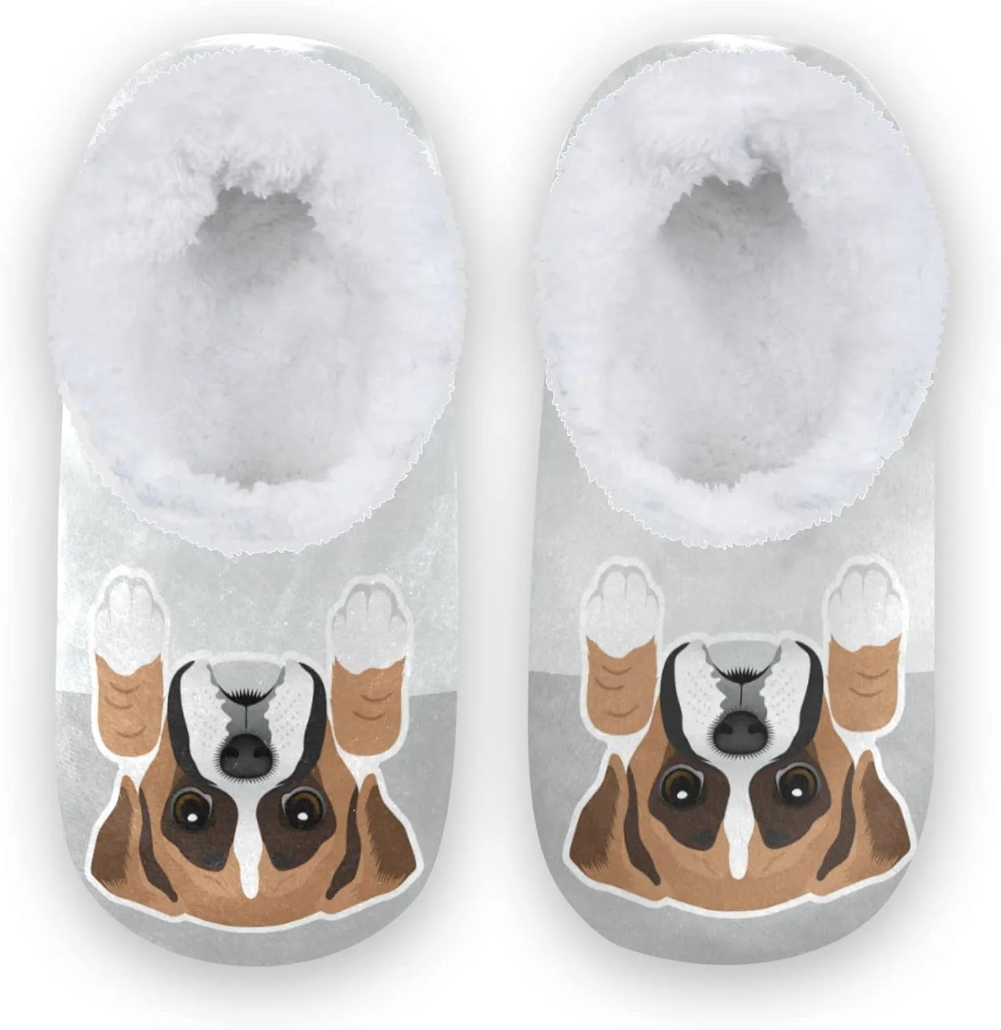 Boxer Dog Puppy Slippers for Kids Cute Dog Home House Fuzzy Slipper Indoor Soft Plush Fleece Non Slip Casual Shoes for Boys Girls, S