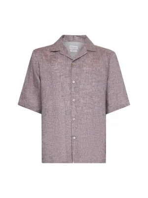 Brown linen easy fit shirt