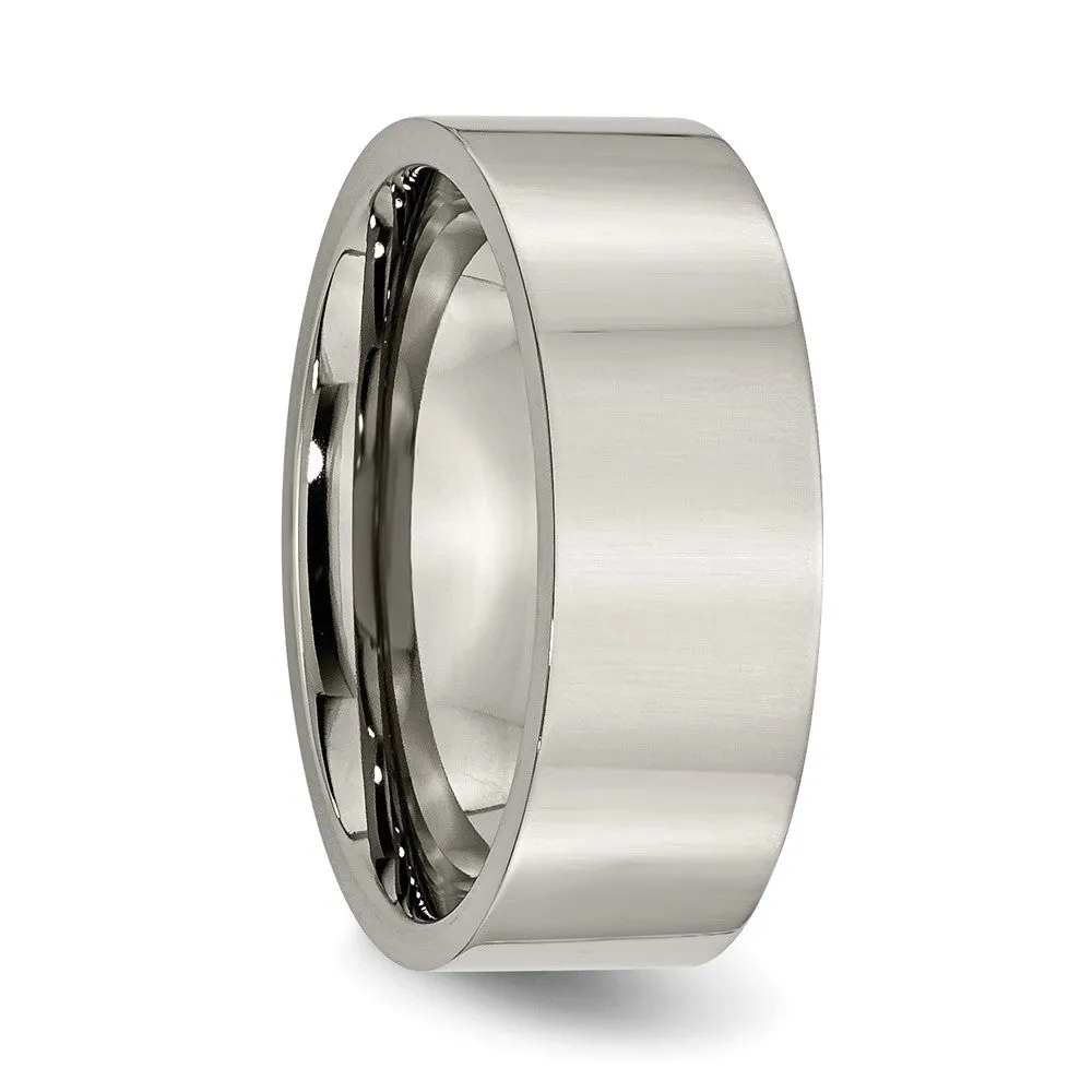 Buy Stylish 8mm Polished Titanium Flat Band Ring - High-Quality Design
