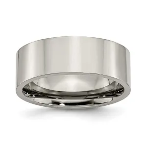 Buy Stylish 8mm Polished Titanium Flat Band Ring - High-Quality Design