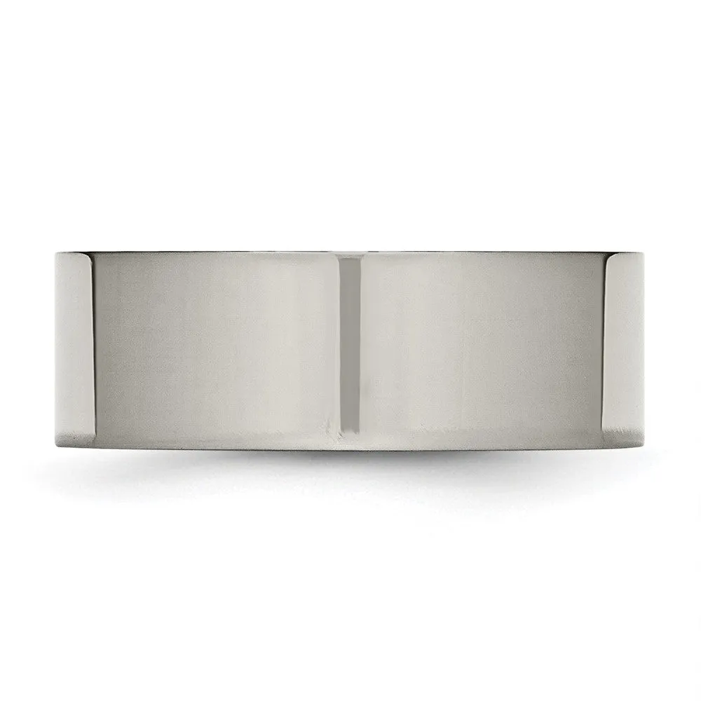 Buy Stylish 8mm Polished Titanium Flat Band Ring - High-Quality Design
