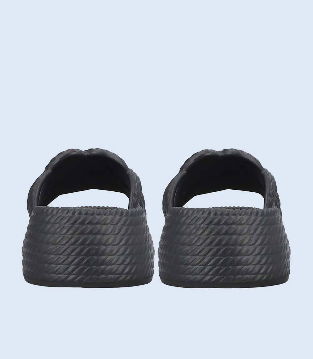 BW6640-BLACK-Women Platform Slipper