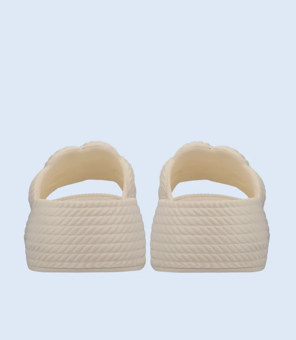 BW6640-WHITE-Women Platform Slipper