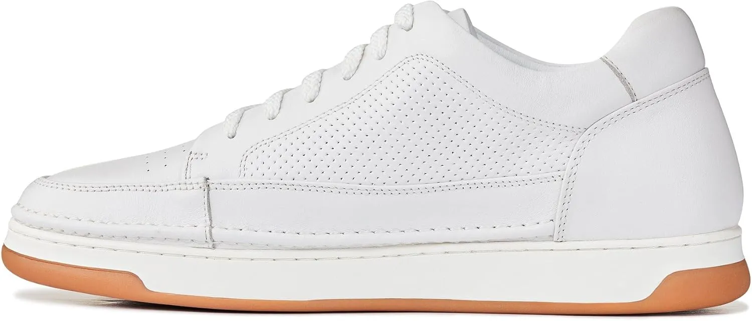 CALTO Men's Invisible Height Increasing Elevator Shoes - White/Off-White & Gum Sole Premium Leather Leather Lace-up Fashion Sneakers - 2.6 Inches Taller - Y7932 - Size 10 D(M) US